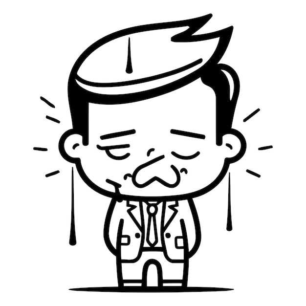 Cartoon businessman face expressing sadness vector illustration