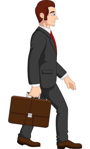 Cartoon businessman holding briefcase