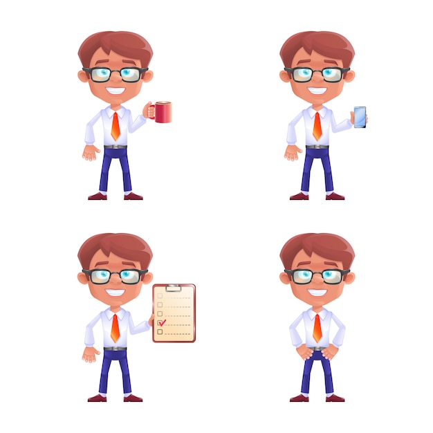 cartoon businessman set