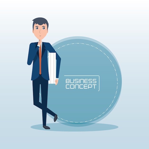 Vector cartoon businessman thinking