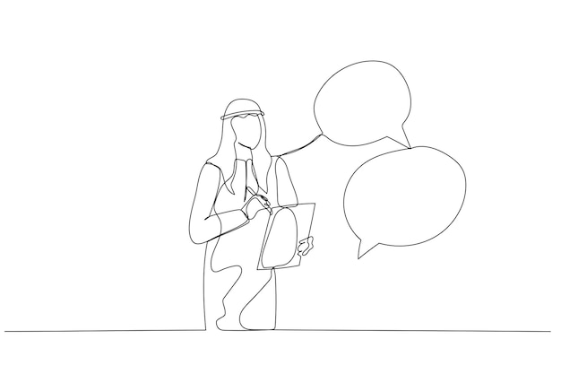 Cartoon of businesswoman taking note in the meeting while listen to others information concept of minutes of meeting Single line art style