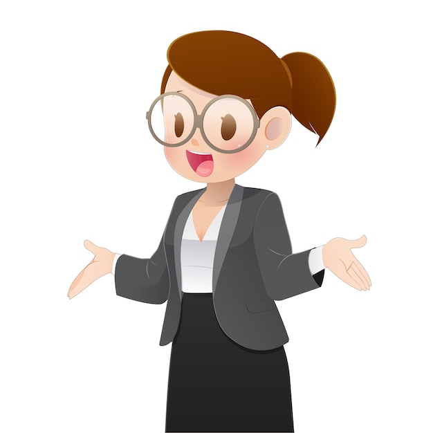 Cartoon businesswoman talking on a white background Vector and illustration design