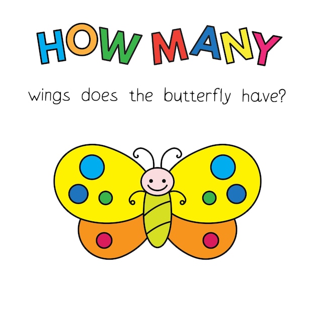 Мультяшная игра-подсчет бабочек для детей