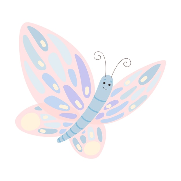 Vector cartoon butterfly with spread wings vector illustration