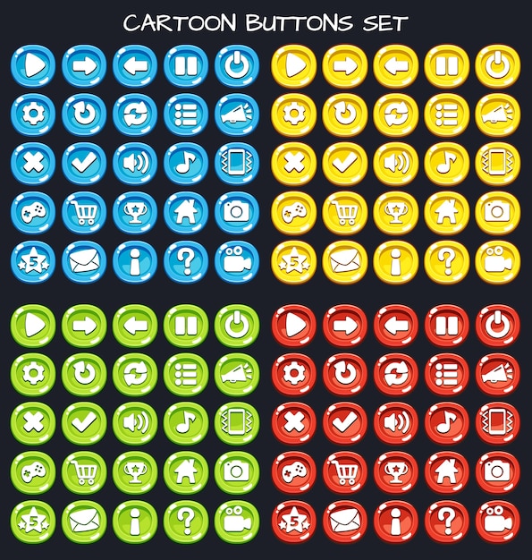 Cartoon buttons set game element