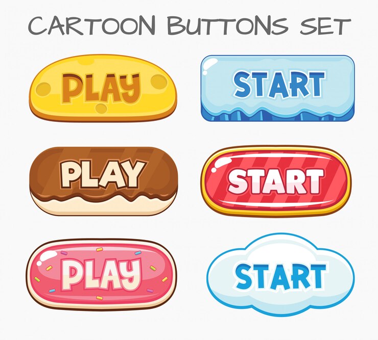 Vector 漫画ボタンセットゲーム。ベクトルイラスト