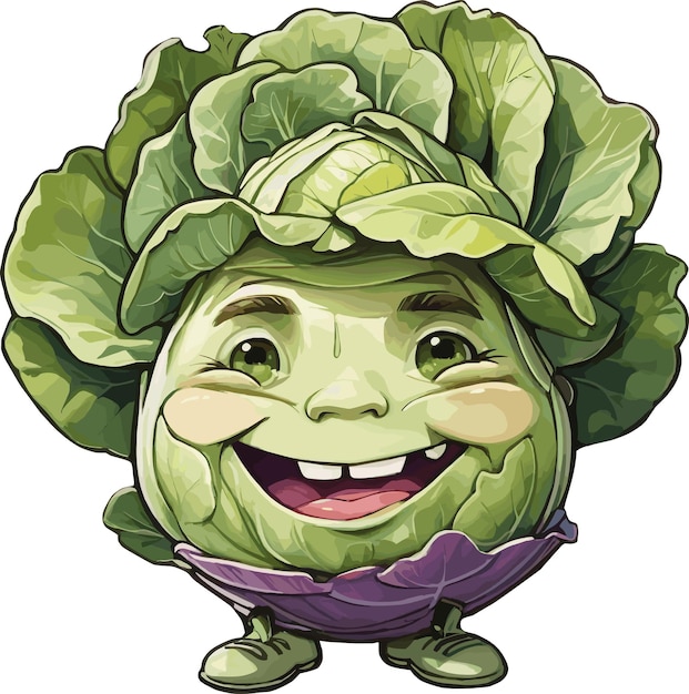 Cartoon a cabbage cabbage clipart vegatable vector