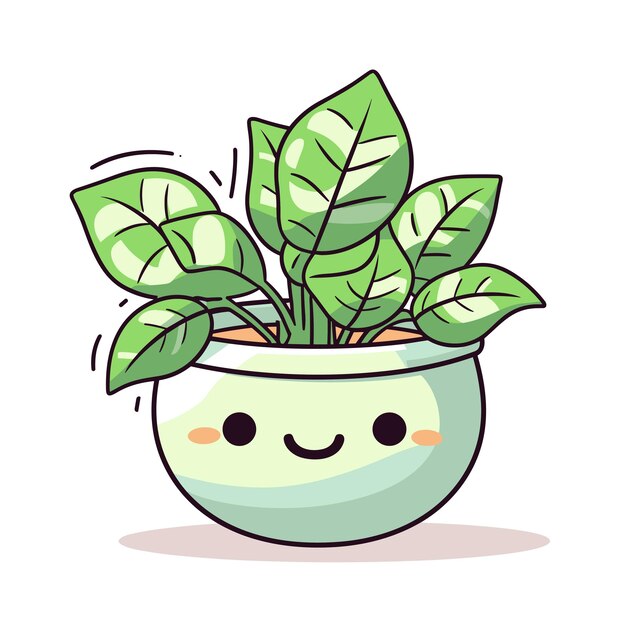 Vector cartoon cactus in pot