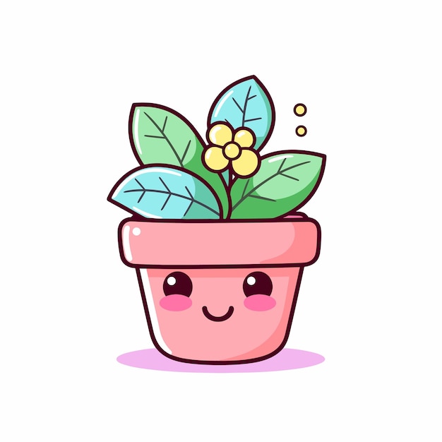 Vector cartoon cactus in pot