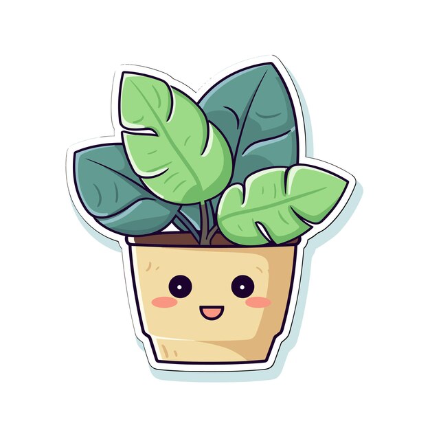 Cartoon cactus in pot