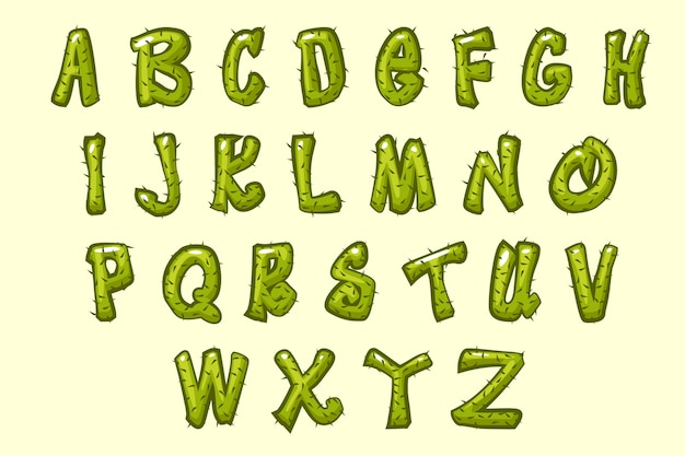 Cartoon cactus lettertype