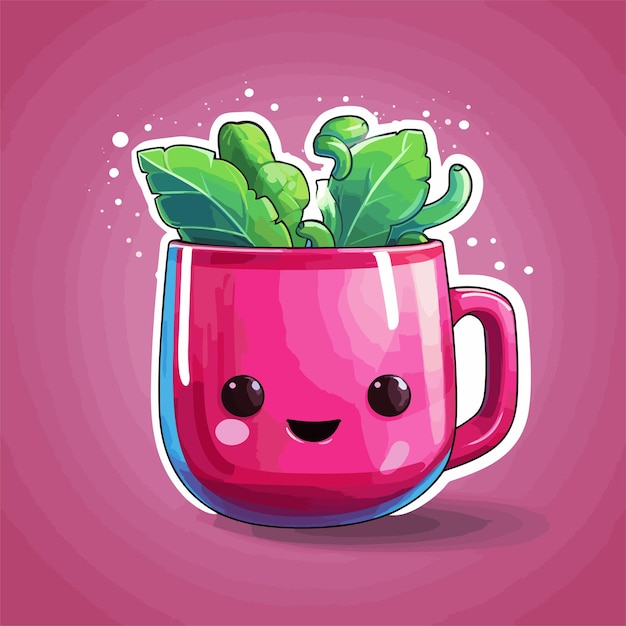 Vector cartoon cactus in pot