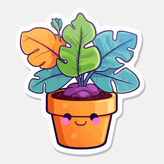 Vector cartoon cactus in pot