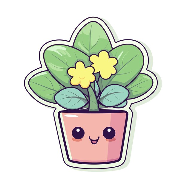 Vector cartoon cactus in pot