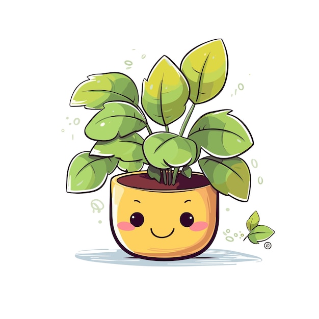 Vector cartoon cactus in pot