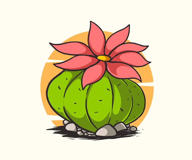 cartoon cactus vector en illustratie, met de hand getekende stijl.