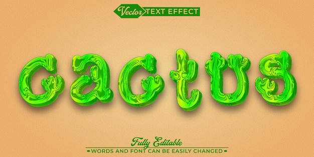 Cartoon Cactus Vector Fully Editable Smart Object Text Effect