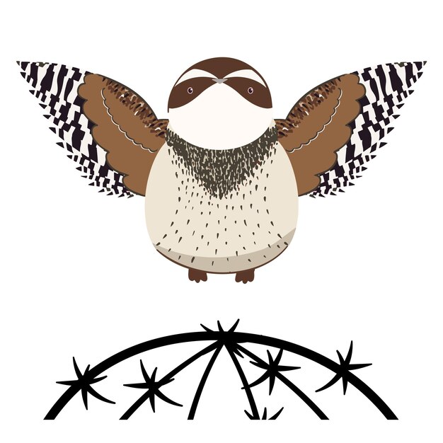 Cartoon cactus wren bird designed with cute and simple style. a bird from arizona on a cactus.