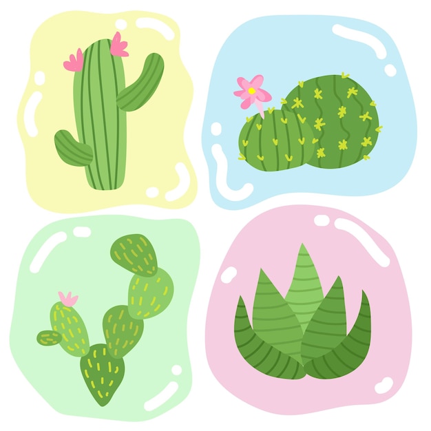 Vector cartoon cactuses