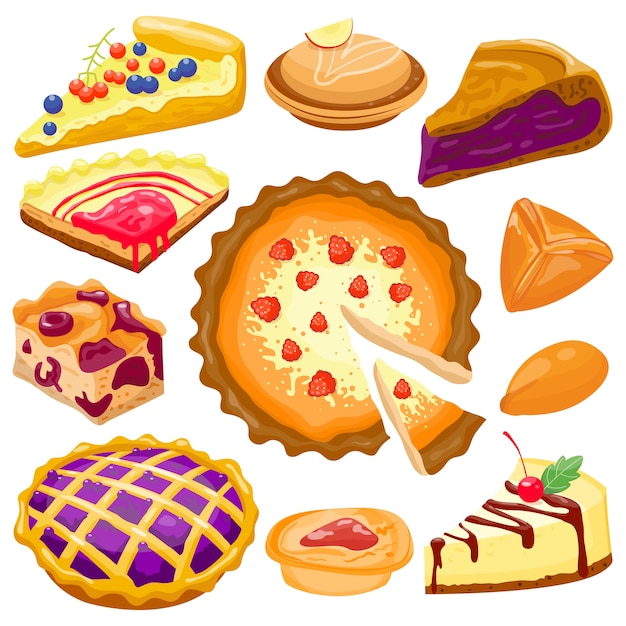 Vector cartoon cake pie isolated 