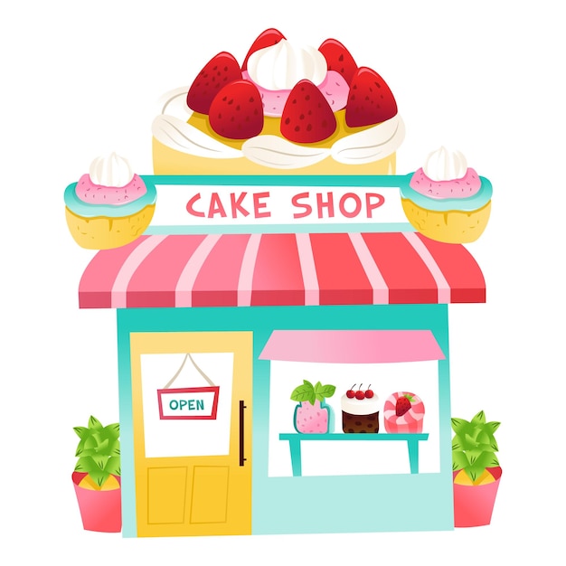 Vector cartoon cake shop