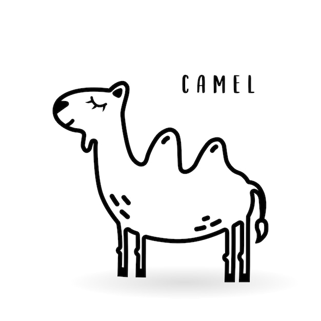 Cartoon camel animal isolated on white Cute character icon vector zoo wildlife poster