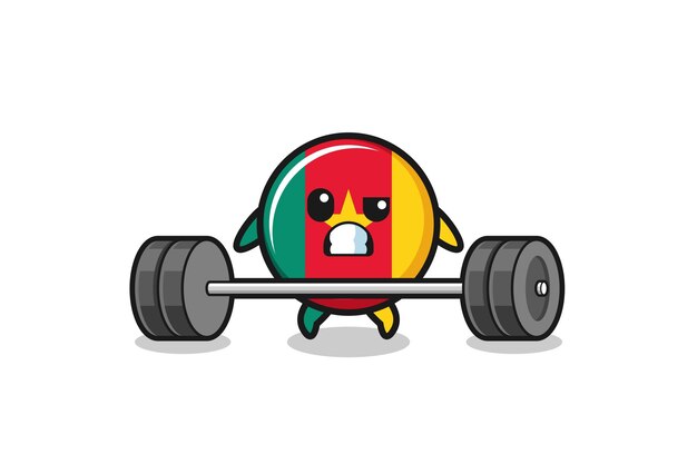 Cartoon of cameroon flag lifting a barbell