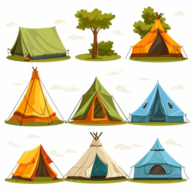 Vector cartoon_camping_tents_for_outdoor_activities