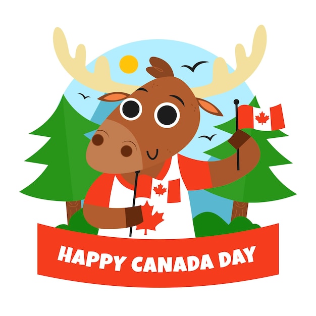 Vector cartoon canada day illustration