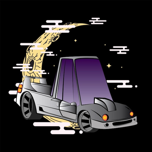 Vector cartoon car illustration design for sukajan is mean japan traditional cloth or tshirt