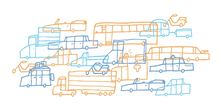 Vector cartoon car jam tough traffic