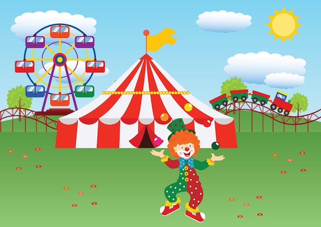 Cartoon carnival cartoon train cartoon carnival tent circus wheel cartoon clown