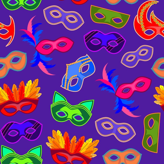 Cartoon Carnival Mask Background Pattern Vector