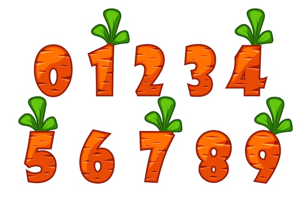 Cartoon carrot font numbers