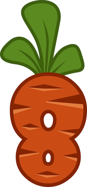 Cartoon carrot number Eight font kids number Figure 8