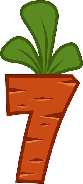 Cartoon carrot number Seven font kids number Figure 7