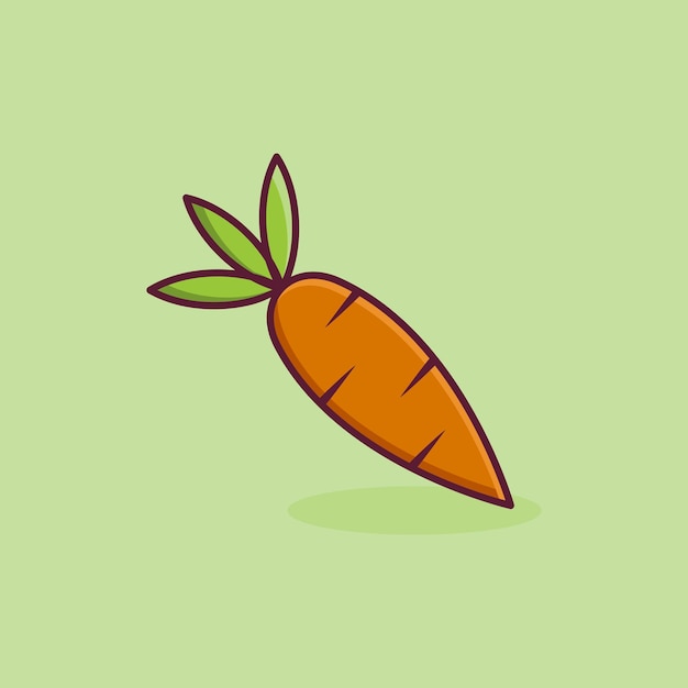 Una carota cartone animato con sfondo verde