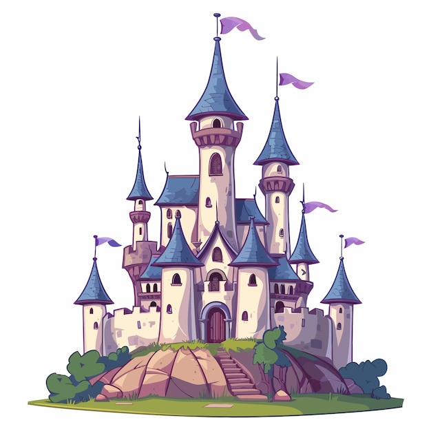 Cartoon_castle_vector_fairytale_medieval_tower