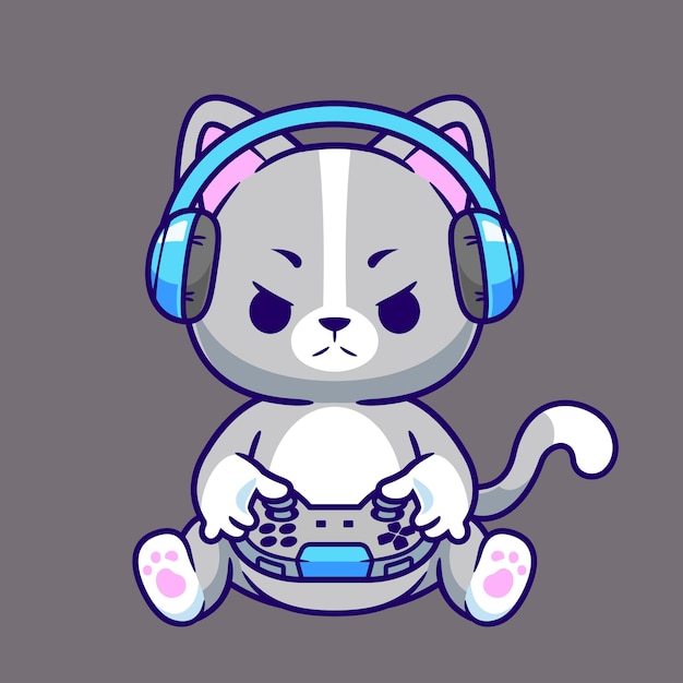 Мультяшный кошачий вектор игровых технологий