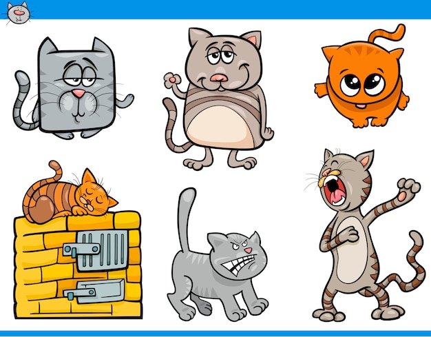 Cartoon cat characters collection