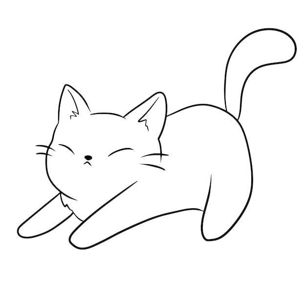 ベクトル 漫画, 猫, かわいい, 動物, いたずら書き, かわいい, アニメ, ぬりえ, ページ, かわいい, イラスト, クリップアート, キャラクター