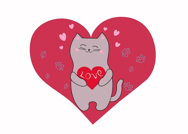 Cartoon cat heart