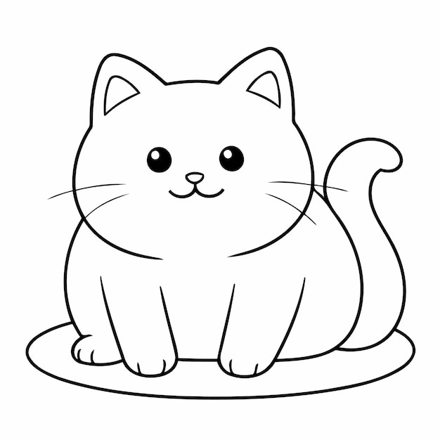 Vector cartoon cat illustration for colouring page