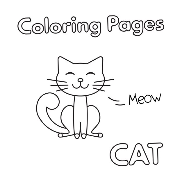 Вектор Иллюстрация мультфильма о кошках векторная раскраска страниц книг для детей