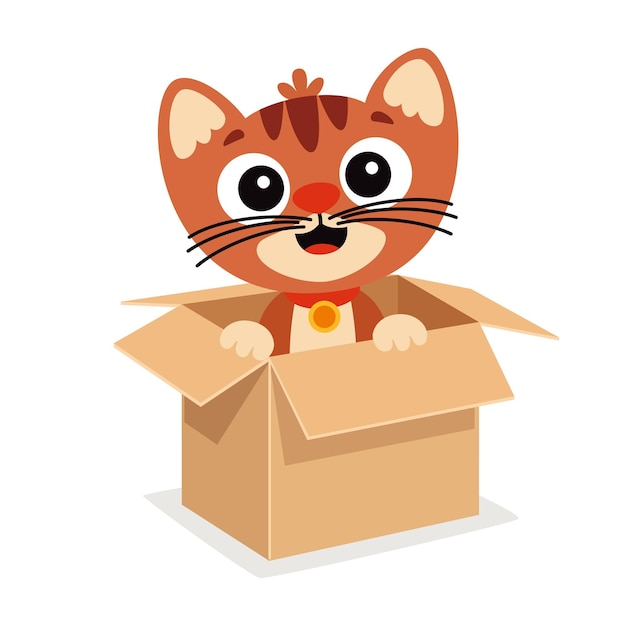 Cartoon cat posing in a box