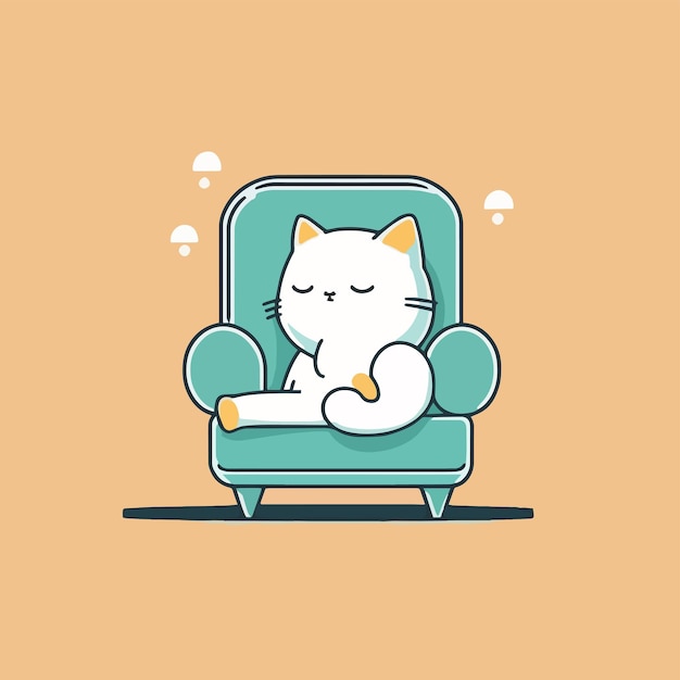 A cartoon cat sleeping on an armchair.