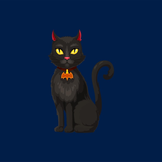 Gatto nero del personaggio di halloween spettrale del gatto del fumetto