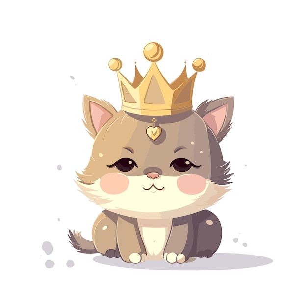 Vector cartoon cat wearing golden crown