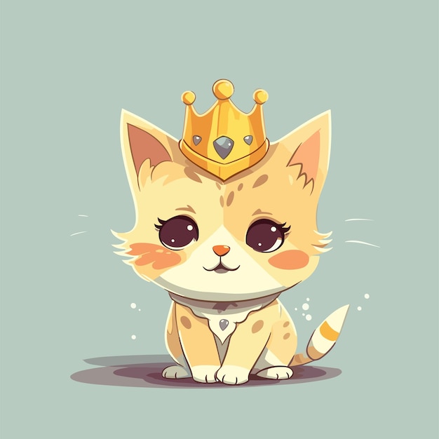 Vector cartoon cat wearing golden crown