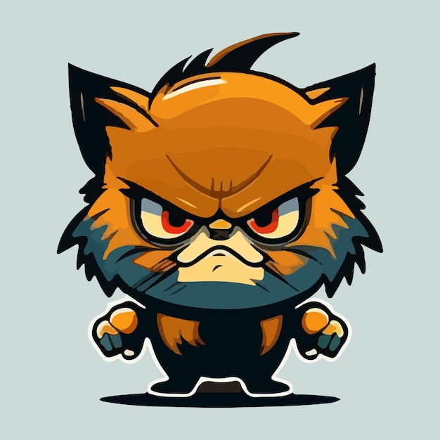 A cartoon cat with a big angry expression on his face.